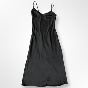 Dynamite Black Satin Midi Slip Dress